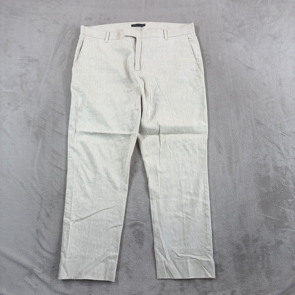 John‎ Varvatos Mercer Slim Fit Pants in Beige Italian Linen Blend Men 36x28 $598